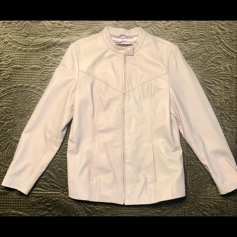 Terry Lewis Leather Coat- Light Lavendar